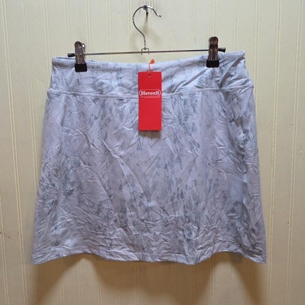 BlevonH Skort Womens Medium Gray Geometric‎ Athletic Lined Stretch Tennis Golf